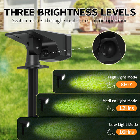 Outdoor Solar Spot Lights IP65 Waterproof 50 LED Spotlight For Landscape And Pathway Lighting, 3 Modes, brightness levels