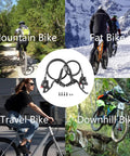 Image showing MT200 Hydraulic Disc Brake Set for Mountain Bikes with dual piston calipers and various bike types