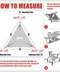 Diagram showing measurements and installation methods for Beige Right Triangle Sun Shade Sail Canopy 20 Ft X 20 Ft X 28.3 Ft UV Block UPF50 190 GSM Virgin HDPE Commercial Heavy Duty With 3 Year Warranty Built To Last Custom Size Available.