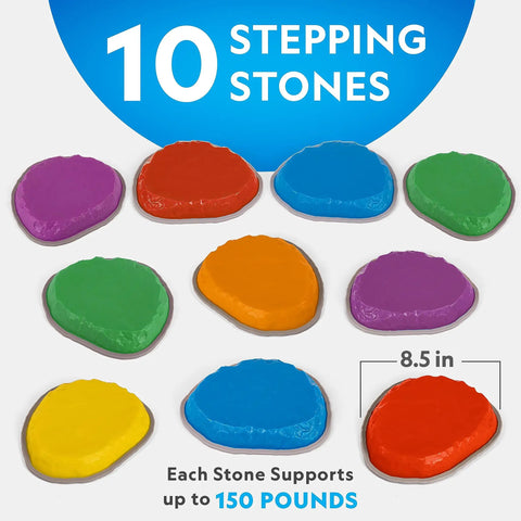 Colorful 10-piece Durable Non Slip Stepping Stones For Kids 3 Plus Set Of 10 Colorful Indoor Outdoor Balance And Motor Skill Builder