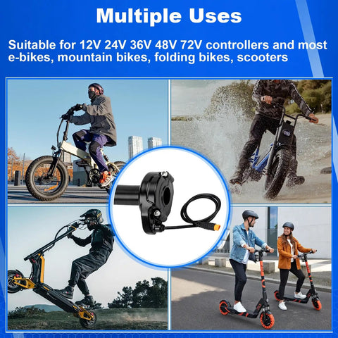 Plug And Play Full Twist Throttle With Preinstalled Grips For Electric Dirt Bikes 3 Pin Surron Style 12V-72V Compatible With HappyRun Freego Heybike And More No Hassle Installation Ride Ready