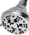 Six Setting Chrome Shower Head With 2.5 GPM Flow Delivers Beast Mode Power Even On Low Water Pressure, close-up of spray nozzles