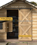Built To Last Heavy Duty Box Rail Sliding Barn Door Hardware Kit With Wall Mount Track System 6.6 Feet Rail installed on shed
