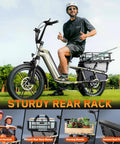 Person riding Family Electric Bike With Built In Child Seat For Safe Family Rides 1500W Peak Motor 20 Inch Fat Tire