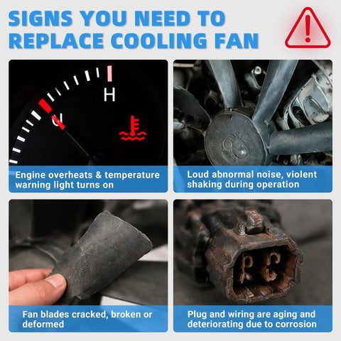 Signs you need to replace cooling fan for Slick Engine Cooling Fan Assembly For Ford Focus 2012 2018 Two Point Zero Liter Inline Four.