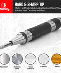 Sandor two-pack heavy-duty automatic center punch with knurled black grip and hardened steel tips