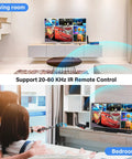 Living room and bedroom setup using HDMI Wireless Transmitter And Receiver Kit With 250m Range And 820ft Range, 1080p Full HD Streaming From DSLR Laptop TV Box PS4 To TV Or Projector, Loop Out, 2.4GHz And 5.8GHz Dual Band, IR Remote Support.