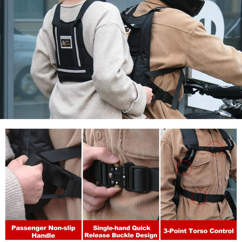Upgraded Motorcycle Safety Harness For Kids And Adults With Adjustable Fit, Heavy Duty Webbing, Rock Solid Connection, Easy Clip On And Off, Comfortable Straps, Built For Every Ride