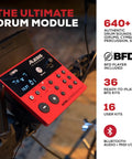 Close-up of drum module display from Nitro Ultimate Electric Drum Set With Dual Zone Quiet Mesh Pads Movable Hi Hat 640 Authentic BFD Sounds And 52 Kits Bluetooth Drumeo USB MIDI Double Kick Compatible For Quiet Practice And Loud Jam Sessions.
