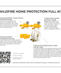 Wildfire Defense Kit includes WASP gutter mounts, agricultural sprinkler heads, and lay-flat hose for effective protection.