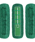 Top Shelf 48 Inch Green Dust Mop Heads 3 Pack Heavy Duty Washable Microfiber Floor Sweepers For Cafes And Stores, Sweep Up Dust Without Breaking A Sweat.