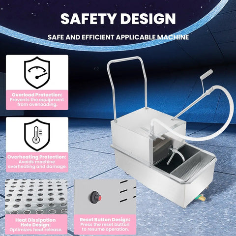 Heavy Duty Restaurant Oil Filter Machine 55L Capacity With 3 Stage Purification System, featuring safety design and controls.
