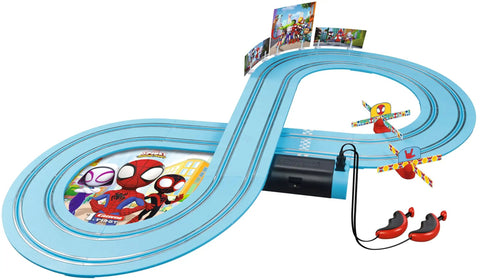 It's Spidey Time Slot Car Race Track Set With Spidey And Spin Cars Battery Powered Beginner Toy For Kids 3 And Up Speed Action.