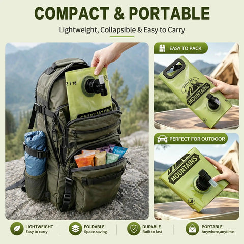 Two Pack Collapsible Water Jug For Camping And Hiking, 2 Gallon Leakproof Water Container With Spout in backpack outdoors