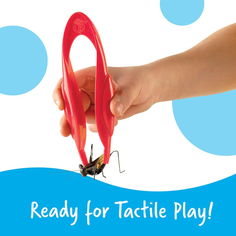 Child holding red Jumbo Tweezers For Fine Motor Play, Sensory Bin Tools And Montessori Grabber, Water Table Toys, Toddler Activities.