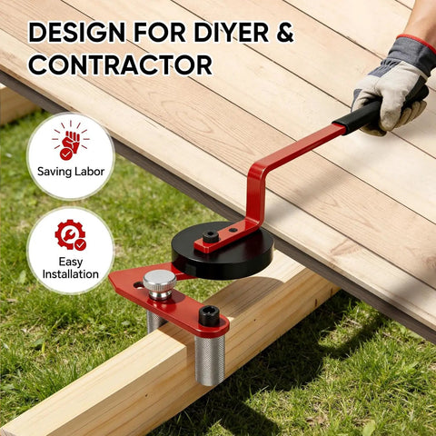 Beefed Up Heavy Duty Deck Board Straightening Tool For Composite Boards Built With Thickened Carbon Steel That Withstands Serious Pressure Perfect For Pros And DIYers Who Need A Clean True Deck Edge Every Time. Clamping tool on deck board, carbon steel, easy installation