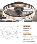 Smart Low Profile Bladeless Ceiling Fan With Lights 19.7 Inch Flush Mount Dimmable Three Color Temperature LED App Or Remote Control Quiet Operation For Bedroom And Living Room Brown Finish