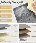 Close-up of Washable Foldable Canvas Storage Bins for Shelves showing water-resistant material comparison and durability details.