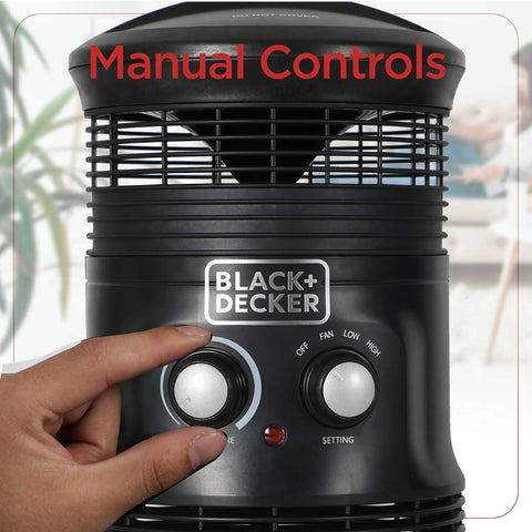 Manual controls on 360 Degree Surround Desk Heater And Fan For Office And Home Use Two Heat And Fan Modes