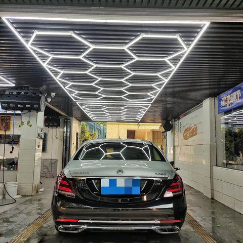 Ultra Bright Led Garage Lights With Hexagonal Grid System For Large Garage Or Workshop 6500K Daylight Color IP54
