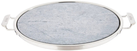 13 Inch Soapstone Pizza Stone With Stainless Steel Tray And Cutter, Oven And Broiler Safe To 600F, Moisture Wicking Porous Stone