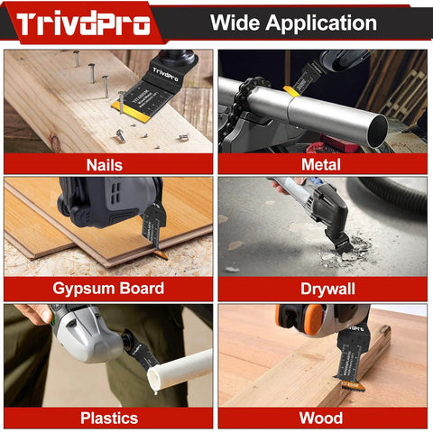 TrivdPro 100pcs oscillating blade set, six-material collage for nails, metal, gypsum, drywall, plastics, wood