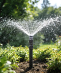 Sprinkler system in garden using Pack Of Ten Double Male Pipe Thread Riser Adapters For Drip Irrigation Half Inch To Half Inch MNPT Garden