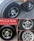 Push Through Center Caps 3.19 Inch For Trailer, Truck, And RV Wheel Rims Chrome Plated Silver Carbon Steel showcasing applications