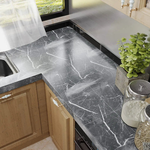 Grey Marble Peel And Stick Vinyl Floor Tiles 24 Pack Waterproof 12x12 Self Adhesive Floor Tiles for kitchen countertop upgrade