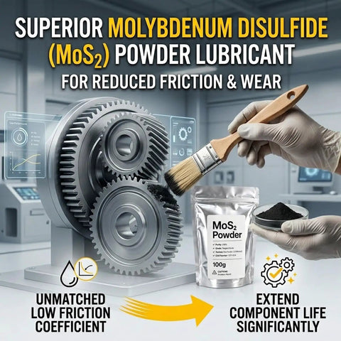 Pro Grade MoS2 Powder 100g 99 Percent Pure Molybdenum Disulfide Ultrafine 1.3 Micron Dry Lubricant For High Temp Gears Bearings Chains And Heavy Duty Industrial Lubrication with gears
