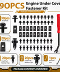 Straight Up Heavy Duty 90 Piece Auto Fastener Kit With Removal Tool includes body bolts, metal U-nuts, and retainer clips.