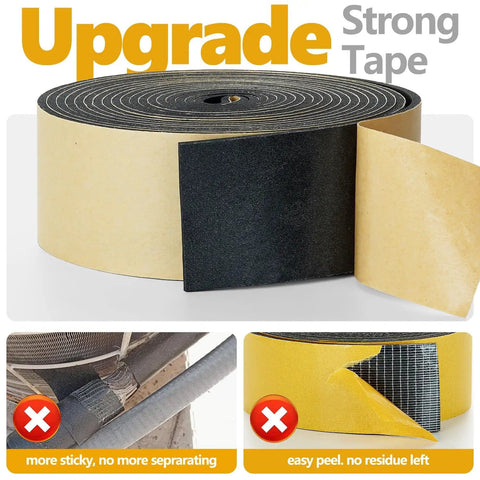 Self Adhesive Pipe Insulation Tape For Outdoor Water Lines 2 Inch By 16.5 Ft Foam Wrap Black Weatherproof Roll Display