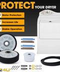 Drum Roller Kit With Drive Belt And Idler Pulley For Maytag Neptune 3000 Series MDE6000AYW MDE5500AYW Replacement parts shown