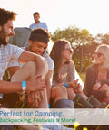 Group of friends enjoying outdoor gathering near Two Person Camping Tent With Rain Fly And Carry Bag Ultralight Pop Up Shelter.
