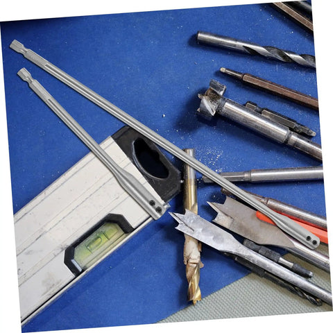 Heavy Duty Hex Shank Drill Bit Extension Set With Wrench Tools For Fast Swapping And Rock Solid Precision Drilling On Tough Metal Projects on blue mat