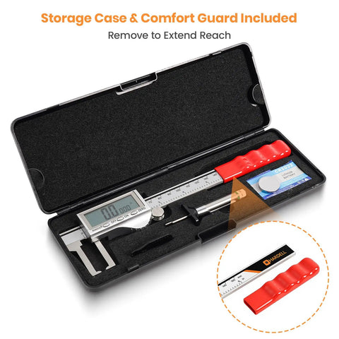 Digital Brake Caliper For Disc Rotor Measurement With Large LCD Screen 6 Inch Stainless Steel Vernier Caliper in storage case