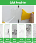 Drywall Repair Kit With Two Tubes Of Spackle 120G Each, using scraper to apply spackle on cracked wall for quick fix.