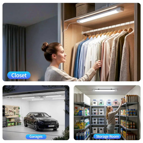 Bright LED Ceiling Light Fixture With Plug 5000K Triproof LED Tube Light 16W Linkable Closet Lighting installed in closet