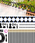 66 Ft Drip Irrigation Kit With Dope 20 Piece 360 Degree Adjustable Misting Nozzles And 0.3 Inch Hose displayed on a garden rail