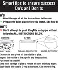 Infographic showing shower drain replacement kit installation tips with do's and don'ts, pipe preparation details, before and after images.