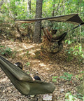 Underbelly Gear Sling Hammock For Camp Gear Storage, Lightweight And Portable Mini Hammock Organizer, OD Green in forest