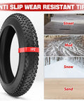 Puncture Resistant 20x4.0 Tire Insert For Fat MTB Tires And Ebikes, shown with street, mud, snow, and sand terrain.
