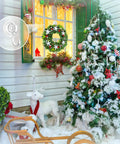 Clear Suction Cup Hooks Set Of 6 For Shower on snowy outdoor Christmas decoration with tree and wreath.
