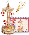3D Wooden Puzzle Kit For Adults With LED Music Box, Buildable Wood Model, Parachute Display, A Fun DIY Gift For Teens And Adults, Must Have Christmas Toy, Easy To Follow Instructions, Great Brain Teasers, wooden amusement park tower
