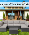Outdoor couch with 14 Piece Patio Cushion Covers Set Replacement For Outdoor Couch Cushions Splashproof Slipcovers with Zippers in light gray