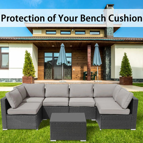 Outdoor couch with 14 Piece Patio Cushion Covers Set Replacement For Outdoor Couch Cushions Splashproof Slipcovers with Zippers in light gray