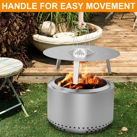 Heat Deflector For Yukon 27 Inch Fire Pit Portable 304 Stainless Steel Diffuser With Carry Handle on outdoor fire pit