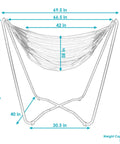 Diagram of Hanging Hammock Chair With Space Saving Stand For Indoor Or Outdoor Use Cotton Seat Comfort 330 Pound Capacity.