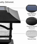 Premium Solar Outdoor Post Cap Lights For 4x4 5x5 And 6x6 Posts Bright Warm White LEDs Auto On Nightly 8 Hour Battery details.
