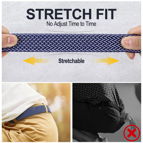 Braided Stretch Belt For Men And Women No Hole Adjustable Multicolored Woven Belt Elastic Golf Style Jean Belt zoom.